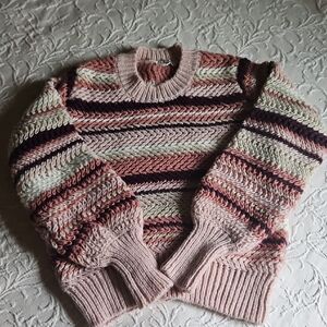 Striped Pink and Cream Women's Sweater